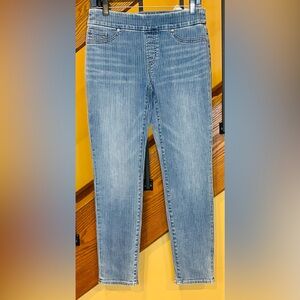 Chico’s Jeggings Denim Railroad Strip SZ. 0P-US 4 Petite NWT